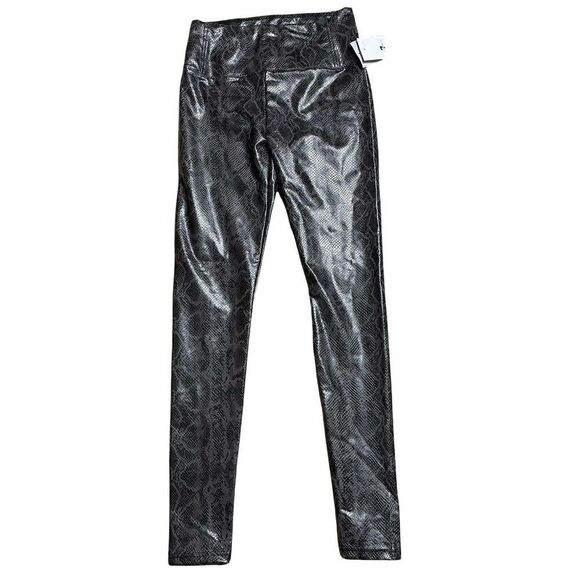 NWT 7 For All Mankind Faux Leather Pants XS Snake Print Skinny Leggings Pull On - Picture 1 of 8